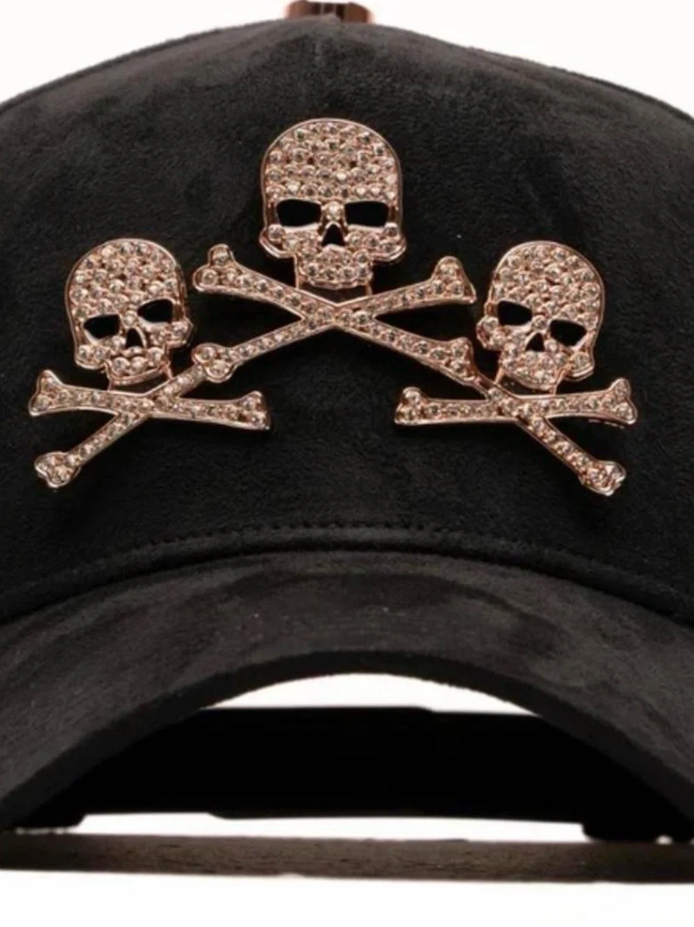 Black Skull & Crossbones Embellished Baseball Cap